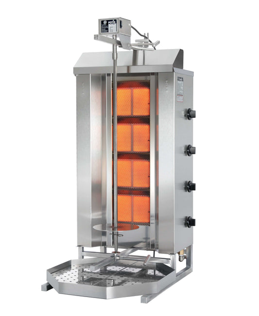 POTIS GD4-S | Professional Gas Doner, Kebab & Shawarma Machine with 4 Burners & Top Motor